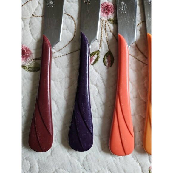 8 Vtg Homer Laughlin Fiesta Ware  Swirl Stainless Flatware Dinner Knife - Picture 3 of 6